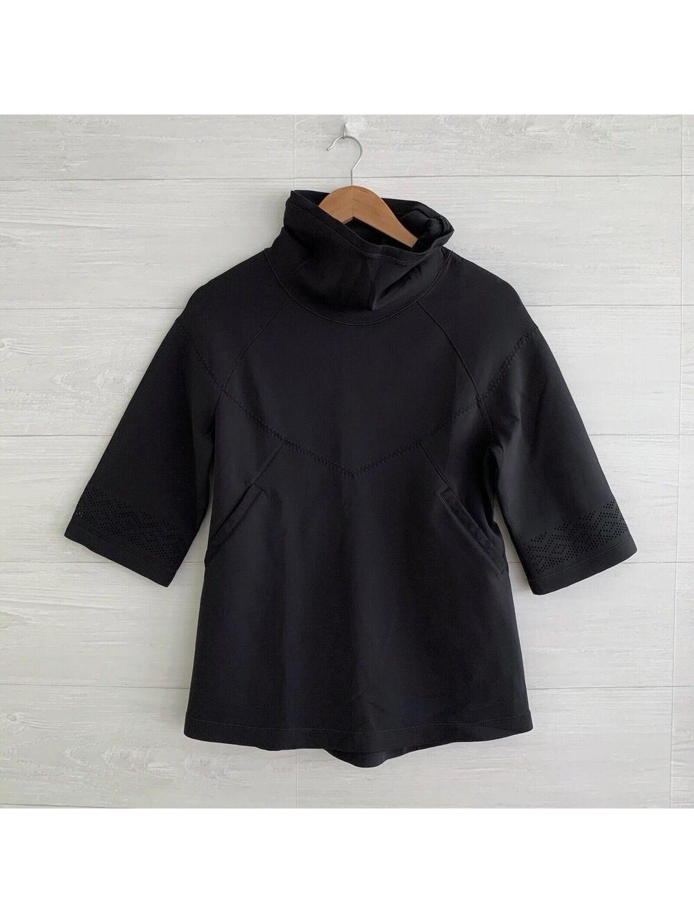 ivivva Black Luxtreme Funnel Neck Short Sleeve Scuba Poncho Top Girls 14